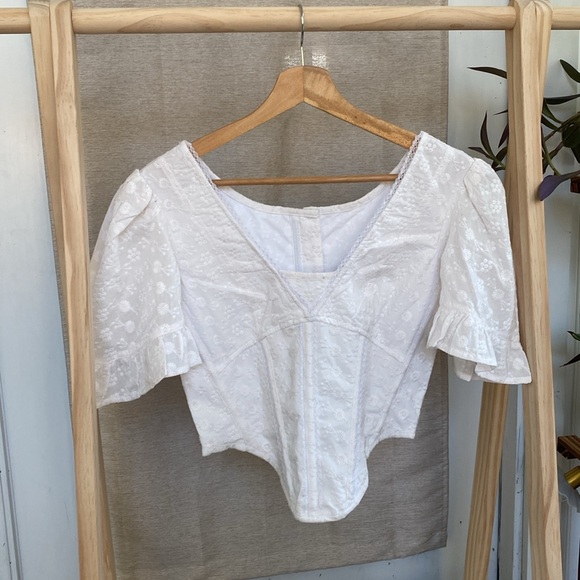Corset Story White Eyelet Short Sleeve Top - Picture 3 of 16